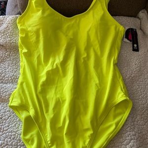 Neon yellow one piece swimming suit